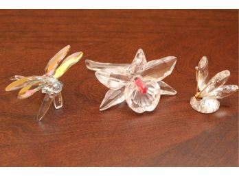 Swarovski Crystal Flower, Dragonfly, Butterfly Figurines