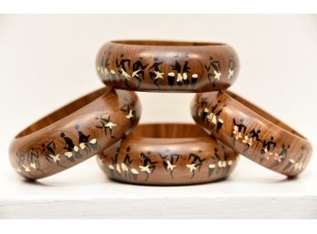 Wooden Dancer Bangle Bracelets - S114