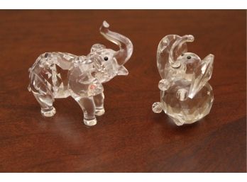 Two Swarovski Crystal Elephant Figurines