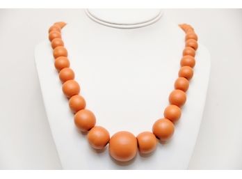 Graduated Orange Wood Bead Necklace - S121