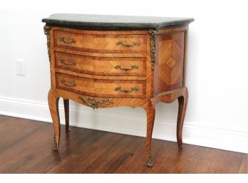 Gorgeous Green Marble Top Marquetry Commode 35 X 17 X 32