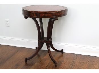 Round Leather Banded Side Table 23 X 28