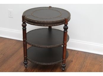 Eastwood Furniture Three Tier Leather End Table With Nailhead Trim 20 X 25