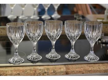 Five Mikasa Crystal White Wine Glasses