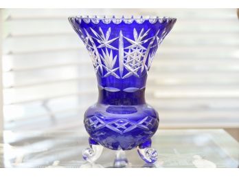 Cobalt Blue Footed Crystal Vase