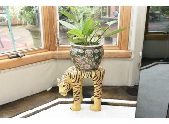 Tiger Plant Stand With Live Potted Plant