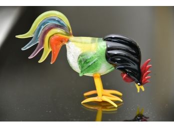 Color Glass Rooster Figurine
