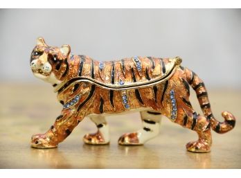 Metal Enameled Bedazzled Tiger