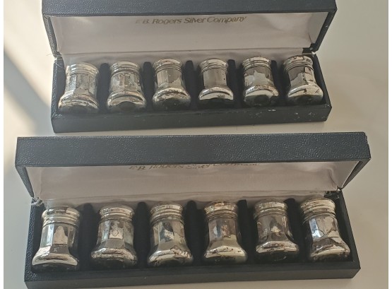 Antique Silver Plate Mini Salt Shakers