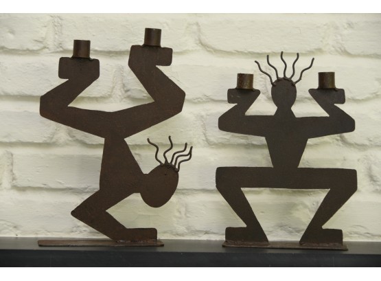 Keith Haring Style Metal Candle Holders