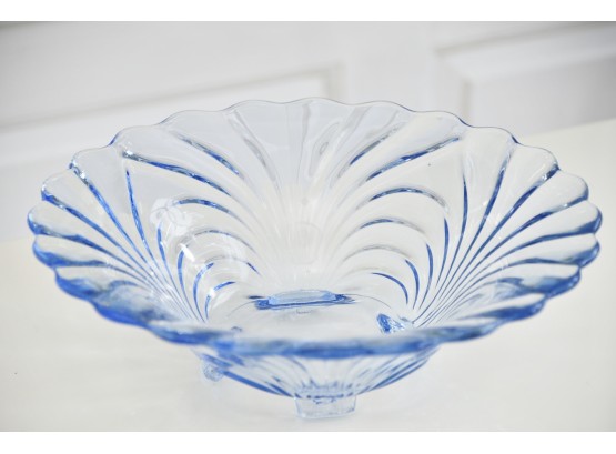 Blue Hued Glass Fruit Bowl