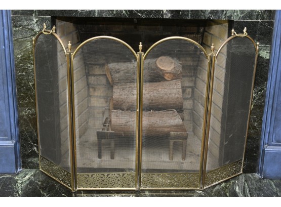 Antique Brass Fireplace Screen