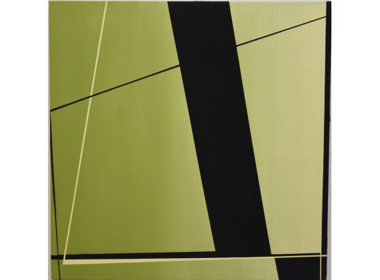 Green Black Geometric Abstract Oil On Linen On Board  Original B. Rosenzweig 24 X 24 Upstairs Hall