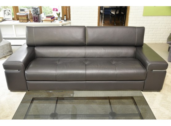 Natuzzi Dark Brown Leather Sofa 96 X 39 X 36