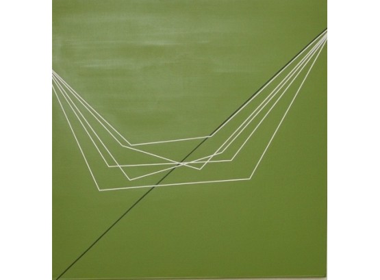 Untitled Oil On Linen 36 X 36 Geometric Abstract Original B. Rosenzweig   Upstairs Green