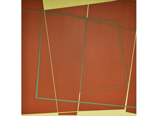 Untitled Reds And Yellows Geometric Abstract Original B. Rosenzweig 24 X 24   Upstairs Hall
