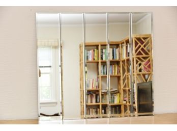 MCM Five Panel Beveled Glass Wall Mirror 40 X 36