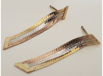 Gold And Silver Mesh Earrings