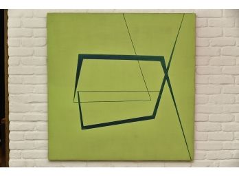 Untitled Oil On Linen On Wood Green Geometric Abstract Original B. Rosenzweig   46 X 46