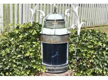 Antique Russell & Watson Ship Lantern By H C Felthousen In Buffalo NY With Wrought Iron Base 1