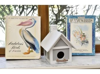 Wooden Birdhouse With Collection Of Amazing Aviary Books