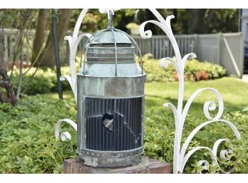 Antique Russell & Watson Ship Lantern By H C Felthousen In Buffalo NY With Wrought Iron Base 2