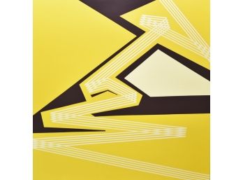Yellow Geometric Abstract Oil On Linen Original B. Rosenzweig 42 X 42
