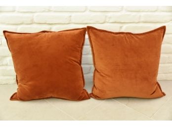 Matching Pair Of Burnt Orange Throw Pillows  20 X 20