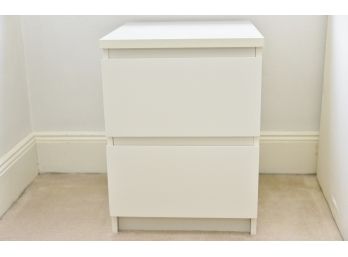 White Formica Two Drawer Side Table