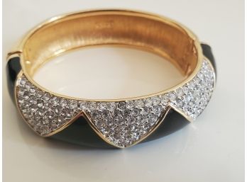 Vintage S.A.L./Swarovski Cuff Black And Gold Bracelet