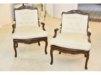 Matching Pair Of Antique Cane Seat  Walnut Side Chairs
