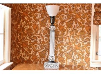 Art Deco Clear And Milk Glass Table Lamp