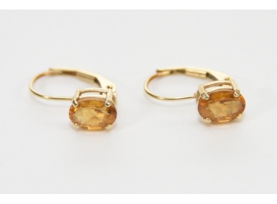 14K Gold Citrine Earrings