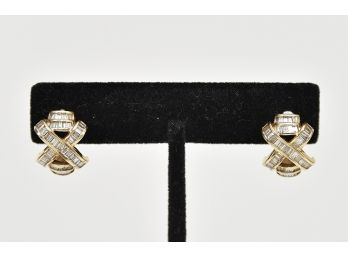 Diamond And 14K Gold Earrings - 5.39g Total Weight