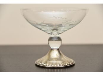Sterling Silver Weighted Etched Glass Candy Dish