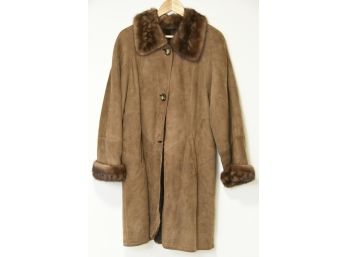 Shearling Coat With Mink Collar And Cuffs