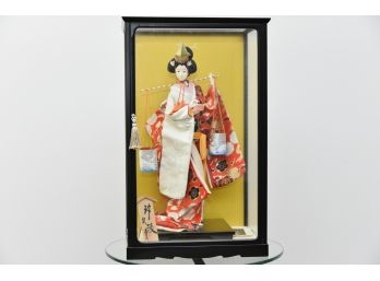 Glass Encased Geisha Doll - 13 X 10 X 21