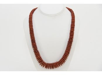 Red Graduated Disc Bead Necklace