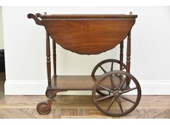 Paalman Furniture Company Vintage Walnut Finish Wooden Tea Cart