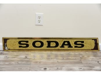Vintage Glass 'Sodas' Sign - 42.5' Long