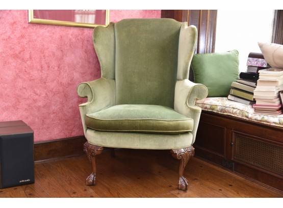 Mahogany Ball And Claw Foot Green Side Chair 30.5 X 25 X 32