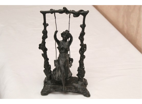 Bronze Sculpture Of Lady On The Swing Signed Moreau