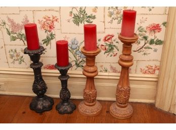 Large Wooden Candle Holders