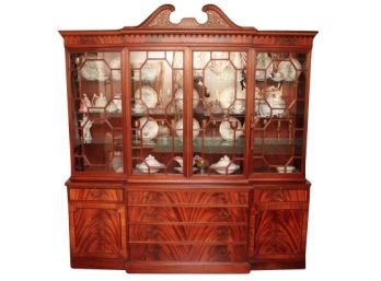 Flame Mahogany Lighted China Cabinet (Contents Not Included)