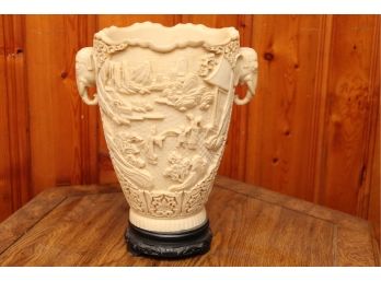 Amazing Carved Bone Asian Vase 12' Tall