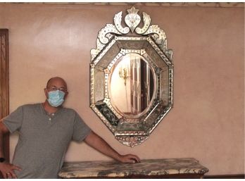 Antique Gorgeous Venetian Wall Mirror 29 X 48 (Right Side)