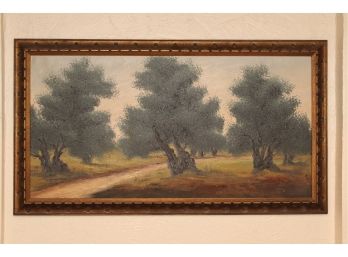 Original Greek Artist Signed Oil On Canvas Framed 43 X 24