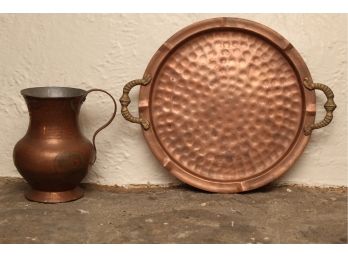 Vintage Brass Urn And Platter