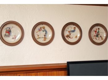 Collection Of Four Norman Rockwell Framed Plates