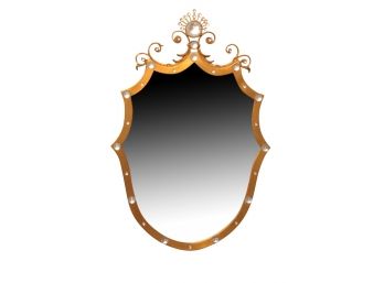 Antique Gold Shield Mercury Glass Mirror With Crystals 18 X 28